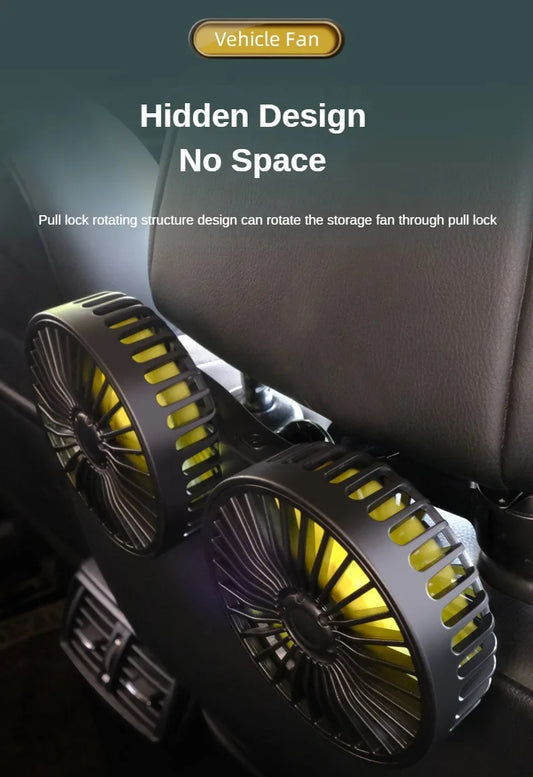 Dual Head Back Seat Car Fan 360°