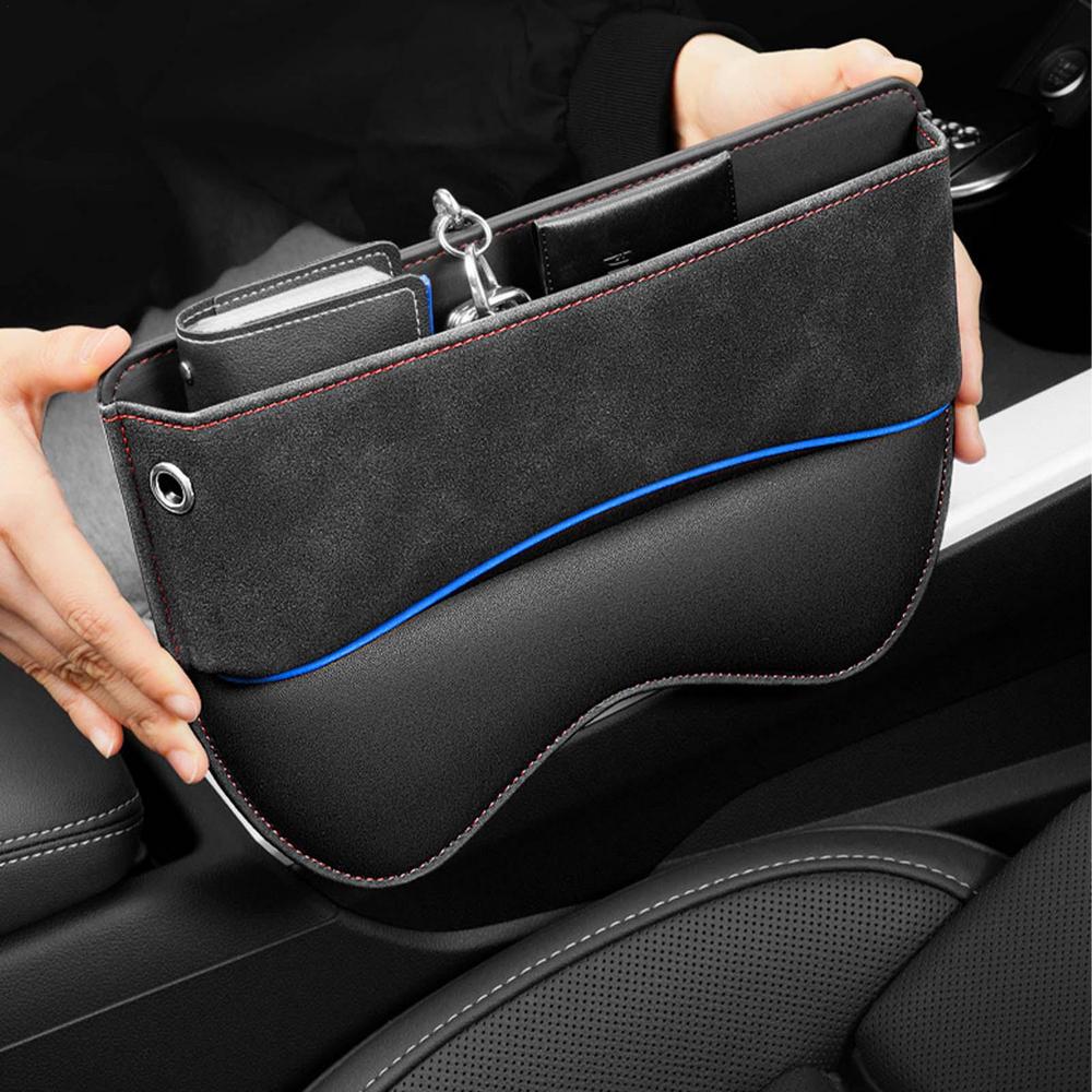 2 in 1 Car Suede Seat Side Storage Pocket / Car Seat Gap Filler Organizer