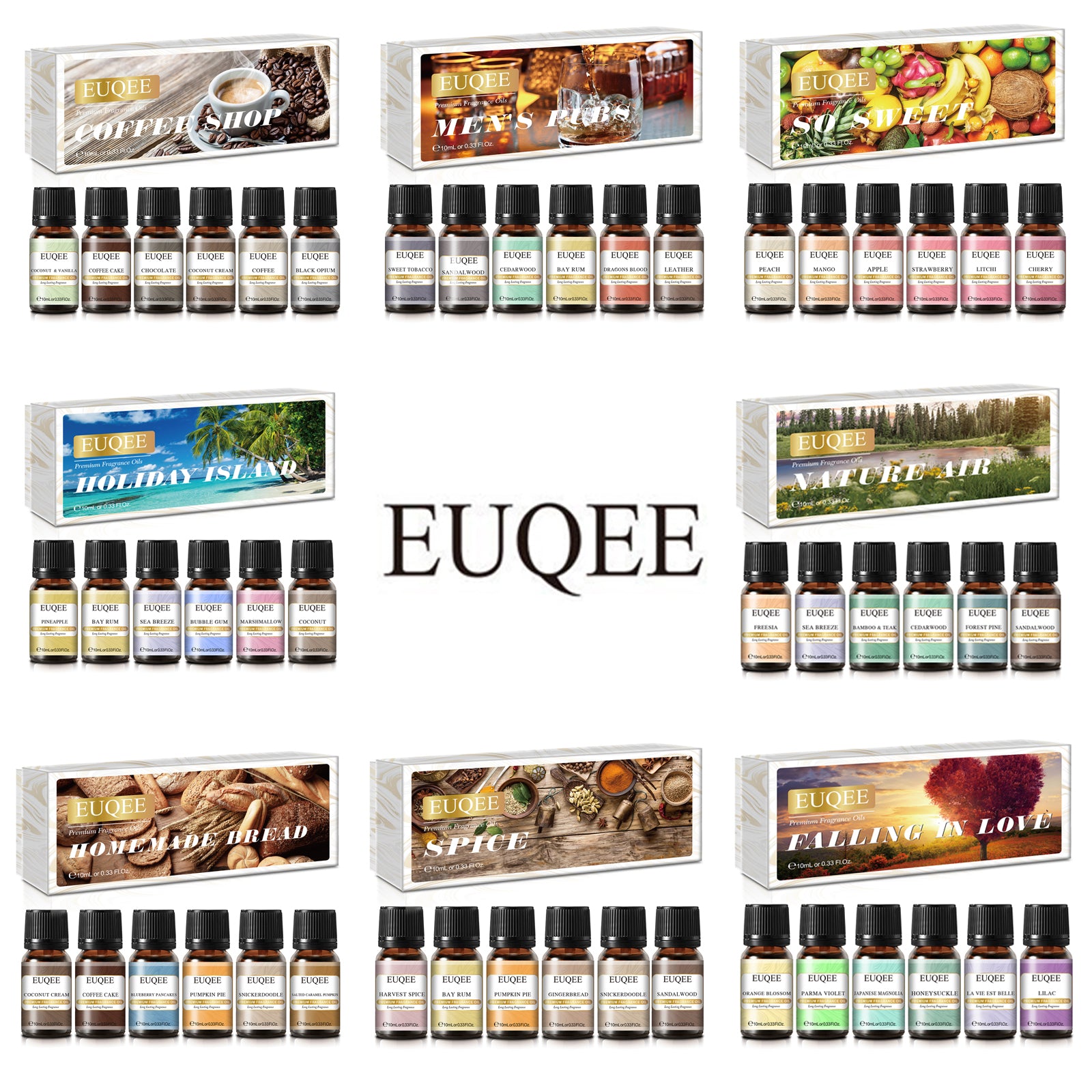 EUQEE 10ml Premium Fragrance Oil Leather Bay Rum Sweet Tobacco