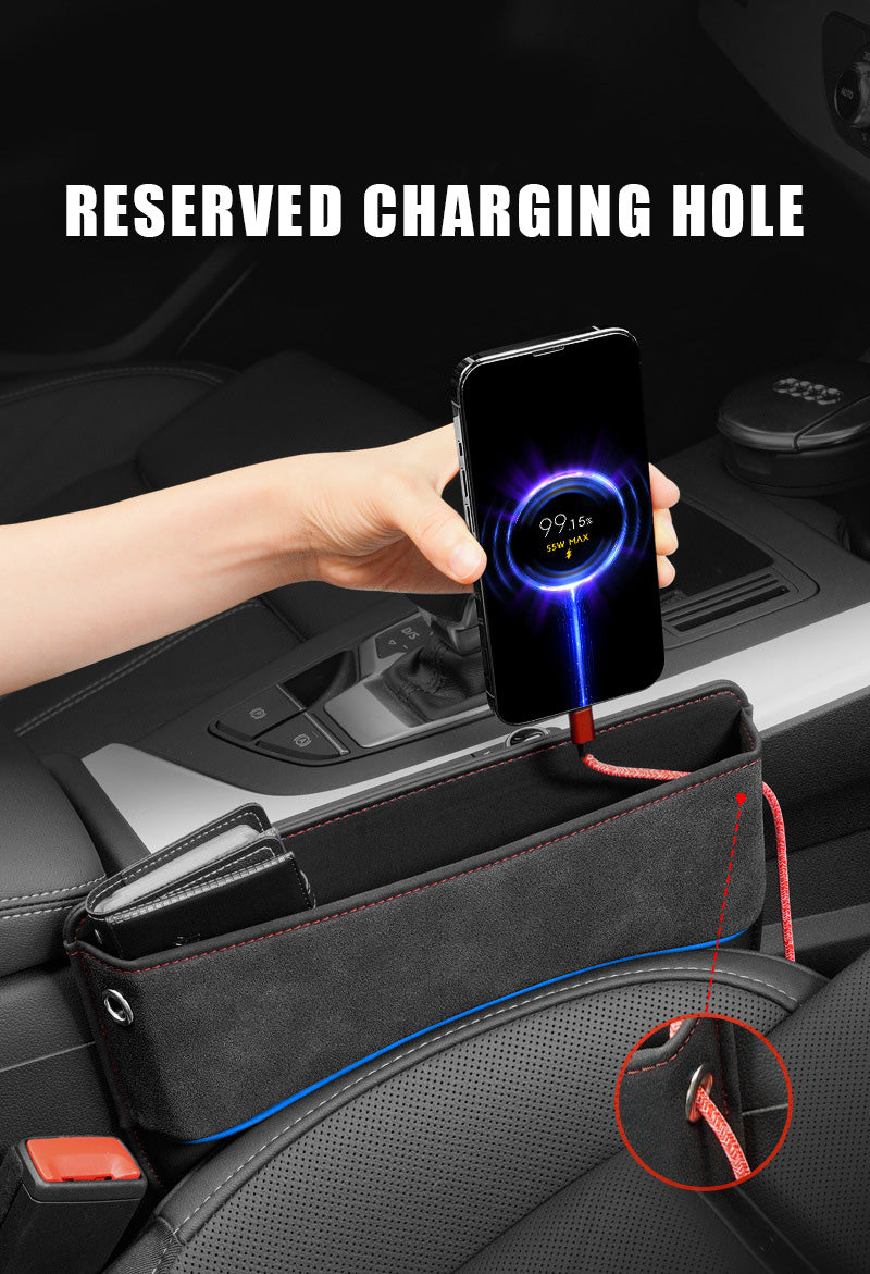 2 in 1 Car Suede Seat Side Storage Pocket / Car Seat Gap Filler Organizer