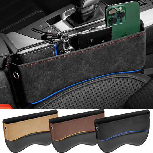 2 in 1 Car Suede Seat Side Storage Pocket / Car Seat Gap Filler Organizer