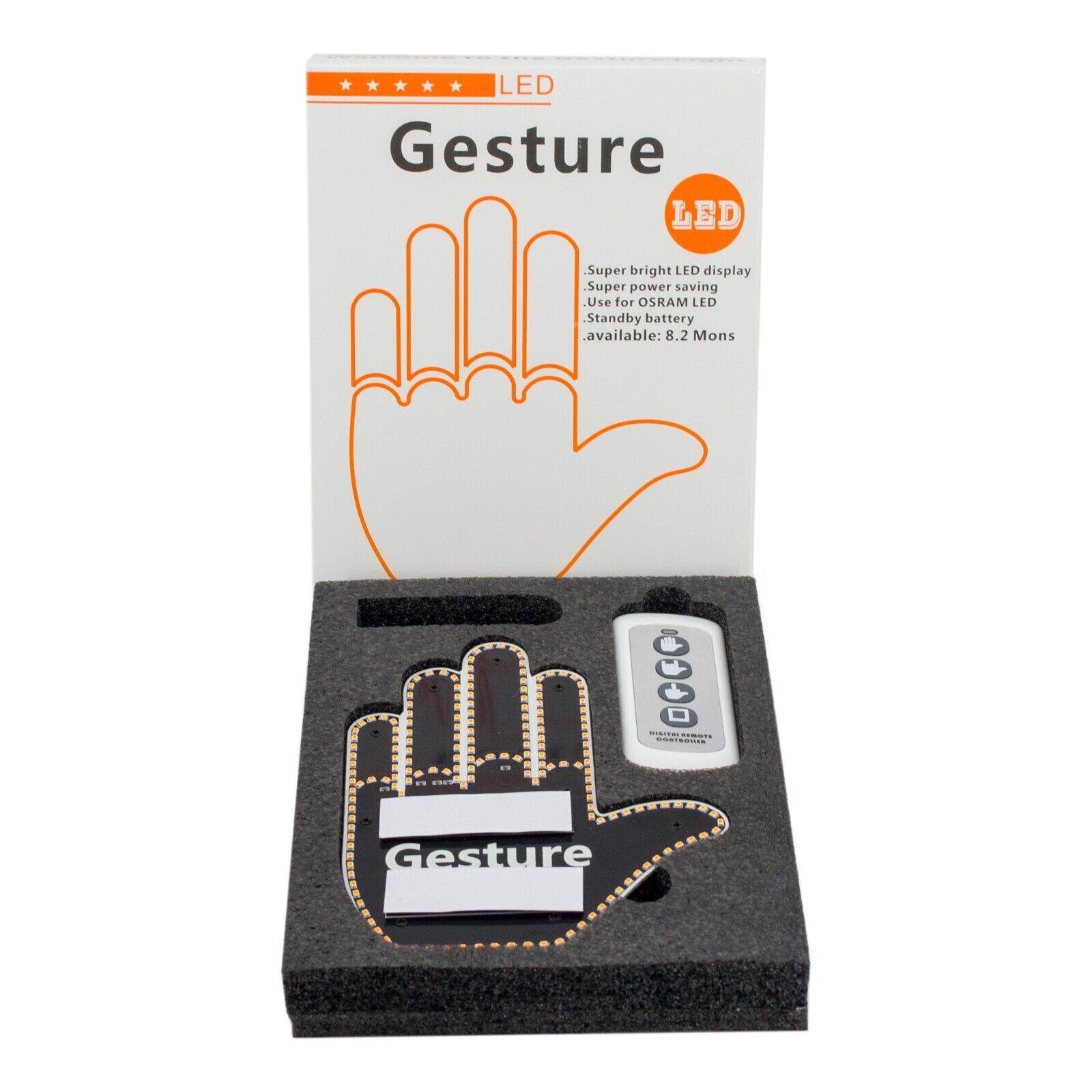 1x RGB LED Middle Finger Hand Finger Gesture Light w/Remote Car Signs Light  Gift
