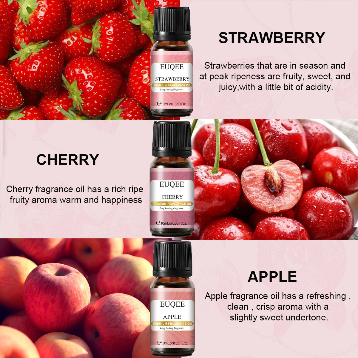 EUQEE Cherry Fragrance Oil 60ml, Cherry Essential Oil Aromatherapy  Fragrance Oils, Fragrance Essential Oils for Diffusers for Home, DIY Candle  Making : : Health & Personal Care